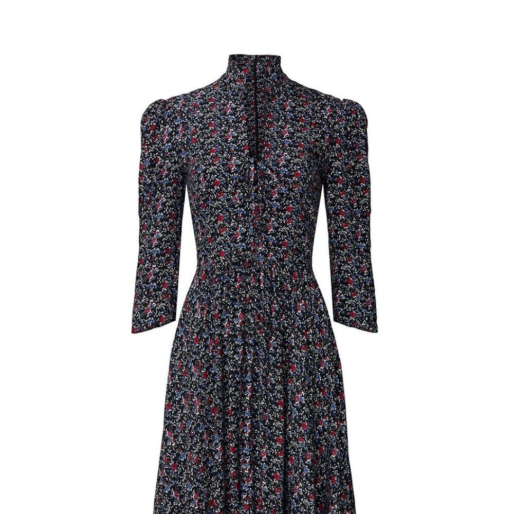 Petersyn Black Floral Lorna Midi Dress - Women's 4